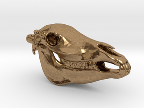Horse Skull Pendant - 50mm in Natural Brass