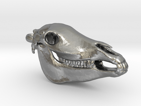 Horse Skull Pendant - 50mm in Natural Silver