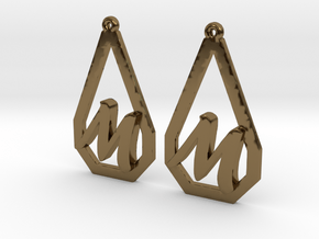 Teardrop Monogram Earrings Small (customizable) in Polished Bronze