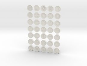 Hex Map Markers in White Natural Versatile Plastic