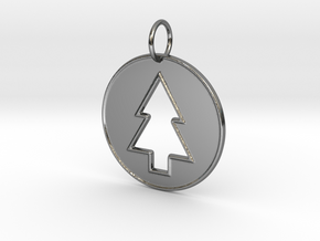 Gravity Falls Pine Tree Pendant in Fine Detail Polished Silver