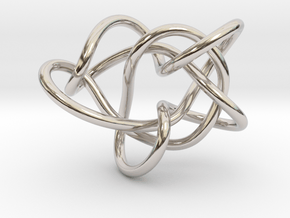 0363 Hyperbolic Knot K6.9 in Rhodium Plated Brass