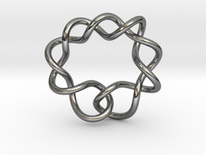 0366 Hyperbolic Knot K6.1 in Fine Detail Polished Silver