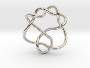 0368 Hyperbolic Knot K6.23 in Rhodium Plated Brass