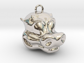Little Dragon Head in Rhodium Plated Brass