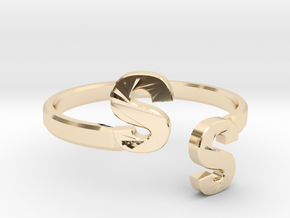 Initial Ring Band Adjustable Size in 14K Yellow Gold