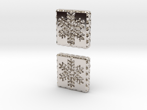 Snowflake Cufflinks (Curved Post) in Rhodium Plated Brass