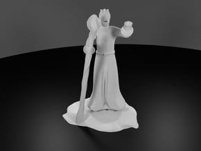 Dragonborn Wizard in Robes with Staff in White Processed Versatile Plastic