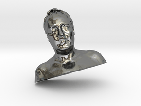 male bust 48mm in Fine Detail Polished Silver