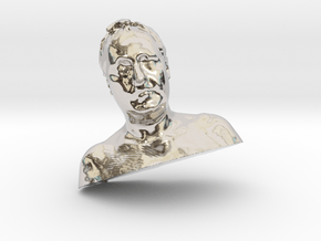 male bust 48mm in Rhodium Plated Brass