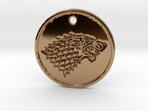 Stark Wolf Medallion in Polished Brass