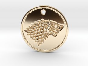Stark Wolf Medallion in 14k Gold Plated Brass
