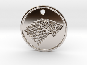 Stark Wolf Medallion in Rhodium Plated Brass
