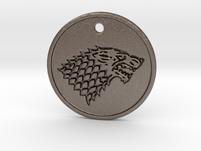 Stark Wolf Medallion in Polished Bronzed Silver Steel
