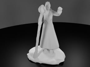 Female Dragonborn Wizard in Robe with Staff in White Processed Versatile Plastic