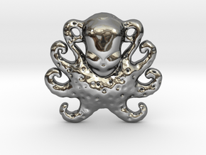 Octopus Pendant in Fine Detail Polished Silver