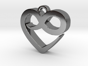 Infini Heart Necklace in Fine Detail Polished Silver