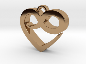 Infini Heart Necklace in Polished Brass