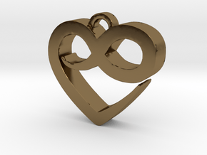 Infini Heart Necklace in Polished Bronze