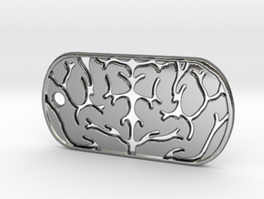 Premium Brain Matter Dog Tag in Fine Detail Polished Silver