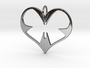 Butterfly Heart in Fine Detail Polished Silver