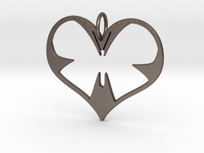 Butterfly Heart in Polished Bronzed Silver Steel