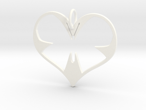 Butterfly Heart in White Processed Versatile Plastic