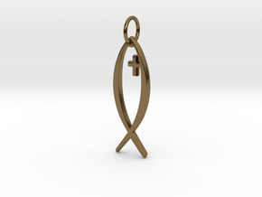 Jesus Fish Pendant in Polished Bronze