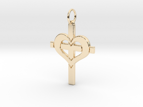 Christ in your Heart Crucifix Pendant in 14K Yellow Gold