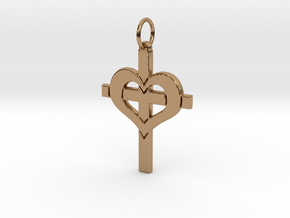 Christ in your Heart Crucifix Pendant in Polished Brass