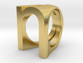 n ring in helvetica size 6 US in Polished Brass