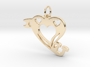 I Heart (Love)You Pendant in 14K Yellow Gold