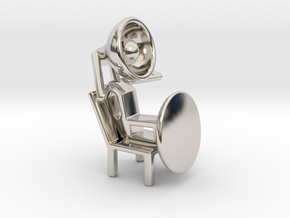Lala - Relaxing in chair - DeskToys in Rhodium Plated Brass
