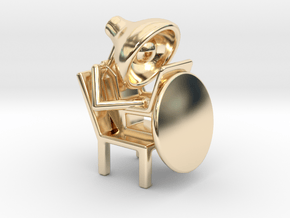 Lala - Working in computer - DeskToys in 14k Gold Plated Brass