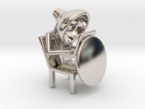 Lala - Working in computer - DeskToys in Rhodium Plated Brass