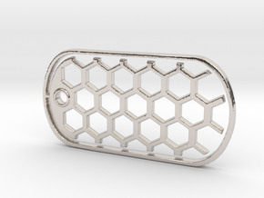 Honeycomb Dog Tag in Rhodium Plated Brass