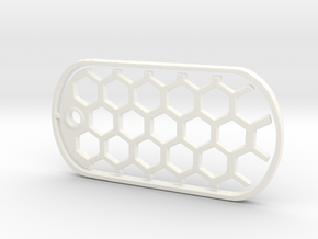 Honeycomb Dog Tag in White Processed Versatile Plastic