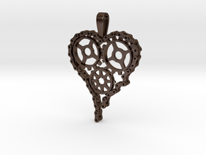 Steam Punk Gear Heart in Polished Bronze Steel