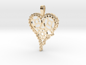 Steam Punk Gear Heart in 14k Gold Plated Brass