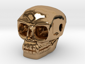 Skull bead (Side threading) in Polished Brass