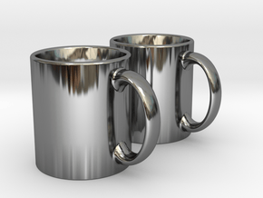 Mug Earrings in Fine Detail Polished Silver