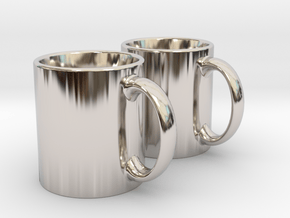 Mug Earrings in Rhodium Plated Brass