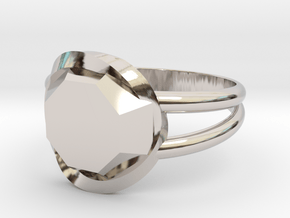 Size 8 Diamond Ring in Rhodium Plated Brass