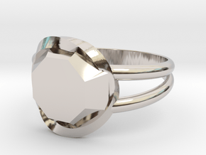 Size 9 Diamond Ring in Rhodium Plated Brass