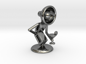 Lala with Wine Glass - DeskToys in Fine Detail Polished Silver