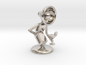 Lala with Wine Glass - DeskToys in Rhodium Plated Brass