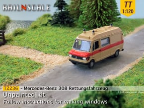 Mercedes-Benz 308 Rettungsfahrzeug (TT 1:120) in Tan Fine Detail Plastic