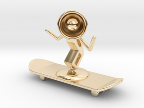 Lala - Skating - DeskToys in 14k Gold Plated Brass