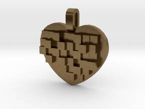 Mosaic Heart Pendant Small in Natural Bronze