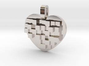 Mosaic Heart Pendant Small in Rhodium Plated Brass